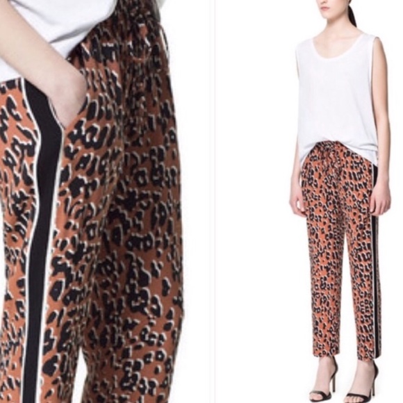 ZARA Leopard Drawstring Pants - Picture 2 of 4